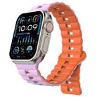 For Apple Watch Ultra 2 49mm Reverse Buckle Two Color Magnetic Silicone Watch Band(Purple+Orange) - 1