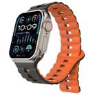 For Apple Watch Ultra 2 49mm Reverse Buckle Two Color Magnetic Silicone Watch Band(Black+Orange) - 1