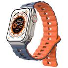 For Apple Watch Ultra 49mm Reverse Buckle Two Color Magnetic Silicone Watch Band(Midnight Blue+Orange) - 1