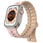 For Apple Watch Ultra 49mm Reverse Buckle Two Color Magnetic Silicone Watch Band(Pink+Grey) - 1