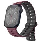 For Apple Watch Series 8 41mm Reverse Buckle Two Color Magnetic Silicone Watch Band(Wine Red+Black) - 1