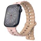 For Apple Watch Series 8 41mm Reverse Buckle Two Color Magnetic Silicone Watch Band(Pink+Grey) - 1