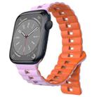 For Apple Watch Series 8 45mm Reverse Buckle Two Color Magnetic Silicone Watch Band(Purple+Orange) - 1