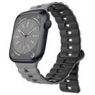 For Apple Watch Series 8 45mm Reverse Buckle Two Color Magnetic Silicone Watch Band(Grey+Black) - 1