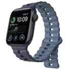 For Apple Watch SE 2022 40mm Reverse Buckle Two Color Magnetic Silicone Watch Band(Dark Blue+Light Blue) - 1