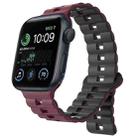 For Apple Watch SE 2022 40mm Reverse Buckle Two Color Magnetic Silicone Watch Band(Wine Red+Black) - 1