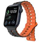 For Apple Watch SE 2022 40mm Reverse Buckle Two Color Magnetic Silicone Watch Band(Black+Orange) - 1