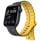 For Apple Watch SE 2022 44mm Reverse Buckle Two Color Magnetic Silicone Watch Band(Black+Yellow) - 1