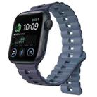 For Apple Watch SE 2022 44mm Reverse Buckle Two Color Magnetic Silicone Watch Band(Dark Blue+Light Blue) - 1