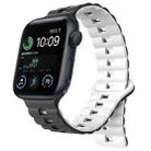 For Apple Watch SE 2022 44mm Reverse Buckle Two Color Magnetic Silicone Watch Band(Black+White) - 1
