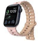 For Apple Watch SE 2022 44mm Reverse Buckle Two Color Magnetic Silicone Watch Band(Pink+Grey) - 1