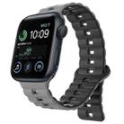 For Apple Watch SE 2022 44mm Reverse Buckle Two Color Magnetic Silicone Watch Band(Grey+Black) - 1