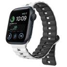 For Apple Watch SE 2022 44mm Reverse Buckle Two Color Magnetic Silicone Watch Band(White+Black) - 1