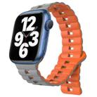 For Apple Watch Series 7 41mm Reverse Buckle Two Color Magnetic Silicone Watch Band(Grey+Orange) - 1