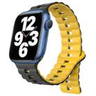 For Apple Watch Series 7 41mm Reverse Buckle Two Color Magnetic Silicone Watch Band(Black+Yellow) - 1