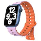 For Apple Watch Series 7 41mm Reverse Buckle Two Color Magnetic Silicone Watch Band(Purple+Orange) - 1