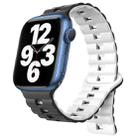 For Apple Watch Series 7 45mm Reverse Buckle Two Color Magnetic Silicone Watch Band(Black+White) - 1