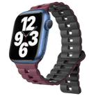 For Apple Watch Series 7 45mm Reverse Buckle Two Color Magnetic Silicone Watch Band(Wine Red+Black) - 1