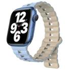 For Apple Watch Series 7 45mm Reverse Buckle Two Color Magnetic Silicone Watch Band(Blue+Starlight) - 1