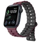For Apple Watch SE 40mm Reverse Buckle Two Color Magnetic Silicone Watch Band(Wine Red+Black) - 1
