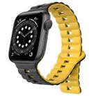 For Apple Watch 6 40mm Reverse Buckle Two Color Magnetic Silicone Watch Band(Black+Yellow) - 1