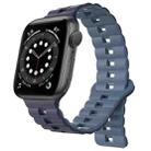 For Apple Watch 6 40mm Reverse Buckle Two Color Magnetic Silicone Watch Band(Dark Blue+Light Blue) - 1