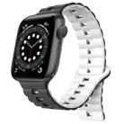 For Apple Watch 6 40mm Reverse Buckle Two Color Magnetic Silicone Watch Band(Black+White) - 1