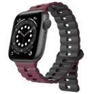 For Apple Watch 6 40mm Reverse Buckle Two Color Magnetic Silicone Watch Band(Wine Red+Black) - 1