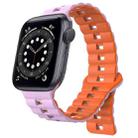 For Apple Watch 6 40mm Reverse Buckle Two Color Magnetic Silicone Watch Band(Purple+Orange) - 1