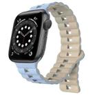 For Apple Watch 6 40mm Reverse Buckle Two Color Magnetic Silicone Watch Band(Blue+Starlight) - 1