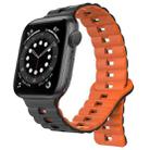 For Apple Watch 6 40mm Reverse Buckle Two Color Magnetic Silicone Watch Band(Black+Orange) - 1