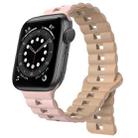 For Apple Watch Series 6 44mm Reverse Buckle Two Color Magnetic Silicone Watch Band(Pink+Grey) - 1