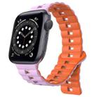 For Apple Watch Series 6 44mm Reverse Buckle Two Color Magnetic Silicone Watch Band(Purple+Orange) - 1