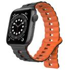 For Apple Watch Series 6 44mm Reverse Buckle Two Color Magnetic Silicone Watch Band(Black+Orange) - 1