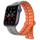 For Apple Watch Series 5 44mm Reverse Buckle Two Color Magnetic Silicone Watch Band(Grey+Orange) - 1