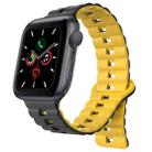 For Apple Watch Series 5 44mm Reverse Buckle Two Color Magnetic Silicone Watch Band(Black+Yellow) - 1