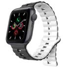 For Apple Watch Series 5 44mm Reverse Buckle Two Color Magnetic Silicone Watch Band(Black+White) - 1