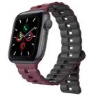 For Apple Watch Series 5 44mm Reverse Buckle Two Color Magnetic Silicone Watch Band(Wine Red+Black) - 1