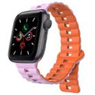 For Apple Watch Series 5 44mm Reverse Buckle Two Color Magnetic Silicone Watch Band(Purple+Orange) - 1