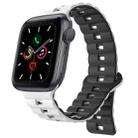 For Apple Watch Series 5 44mm Reverse Buckle Two Color Magnetic Silicone Watch Band(White+Black) - 1