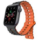 For Apple Watch Series 5 44mm Reverse Buckle Two Color Magnetic Silicone Watch Band(Black+Orange) - 1