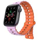 For Apple Watch Series 5 40mm Reverse Buckle Two Color Magnetic Silicone Watch Band(Purple+Orange) - 1