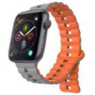 For Apple Watch Series 4 44mm Reverse Buckle Two Color Magnetic Silicone Watch Band(Grey+Orange) - 1