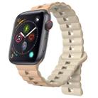 For Apple Watch Series 4 44mm Reverse Buckle Two Color Magnetic Silicone Watch Band(Milk White+Old White) - 1