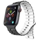 For Apple Watch Series 4 44mm Reverse Buckle Two Color Magnetic Silicone Watch Band(Black+White) - 1