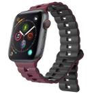 For Apple Watch Series 4 44mm Reverse Buckle Two Color Magnetic Silicone Watch Band(Wine Red+Black) - 1