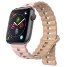 For Apple Watch Series 4 44mm Reverse Buckle Two Color Magnetic Silicone Watch Band(Pink+Grey) - 1