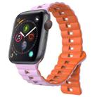 For Apple Watch Series 4 44mm Reverse Buckle Two Color Magnetic Silicone Watch Band(Purple+Orange) - 1