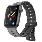 For Apple Watch Series 4 44mm Reverse Buckle Two Color Magnetic Silicone Watch Band(Grey+Black) - 1