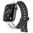 For Apple Watch Series 4 44mm Reverse Buckle Two Color Magnetic Silicone Watch Band(White+Black) - 1